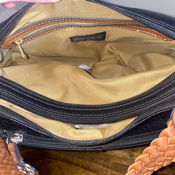 Bueno Black Tan Hobo Leather Shoulder Handbag Purse NWT - Picture 6 of 8